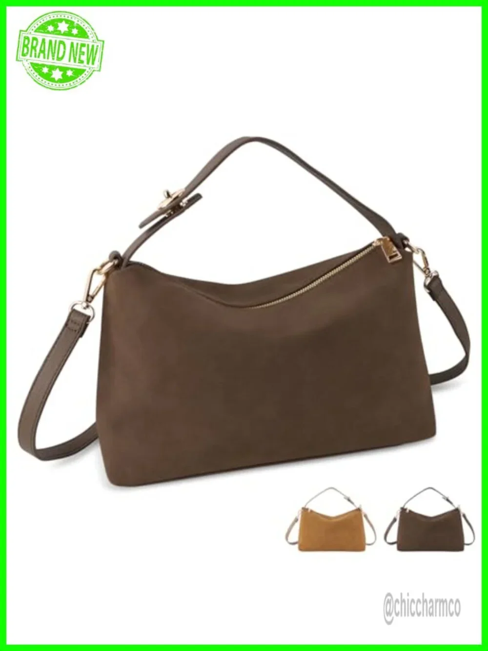 Suede Leather Hobo Tote Crossbody Bag Shoulder Satchel